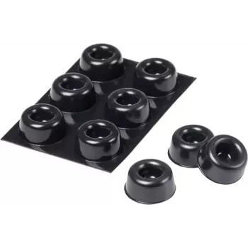3M SJ 5009 MPBB Self-Adhesive Round Bumper Feet, Black, 22.3 mm Diameter x 10.1 mm Height, 6 Pieces
