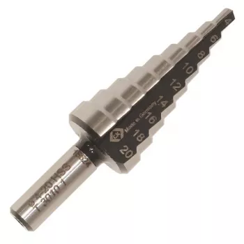 C.K Tools HSS Step Drill Bit 6-20 mm T3010 1 with Cylindrical Shank