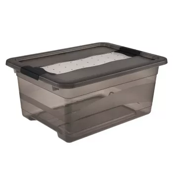 keeeper Cornelia Storage Box, 12 L, Crystal-Grey Transparent, with Sliding Lid 1094182700000