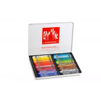 CARAN D'ACHE Neocolor I Wax Pastels, Set of 40, Round, Assorted Colors, Paper Sleeve 7000.340