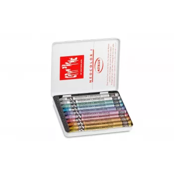 Caran d'Ache Neocolor I Metallic Wax Pastels, Set of 10, Round with Paper Sleeve 7004.310