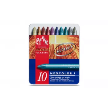 Caran d'Ache Neocolor I Metallic Wax Pastels, Set of 10, Round with Paper Sleeve 7004.310