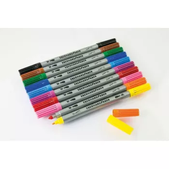 Faber-Castell Eberhard Faber COLORI Dual-Tip Fibre Pen Set, 10 Assorted Colours, 2.0 mm Fine & 3.0-4.0 mm Broad Tips, Cardboard Case 550010