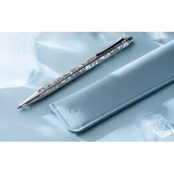 Caran d'Ache Ecridor Alpine Frost Ballpoint Pen and Mechanical Pencil Set, Black Ink, Medium, Platinum-Plated CC0890.025