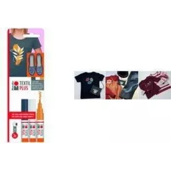 Marabu Textil Painter Plus Fabric Marker Set, 3 mm Round Tip, Assorted Colours, 3 Pieces 0118000000081