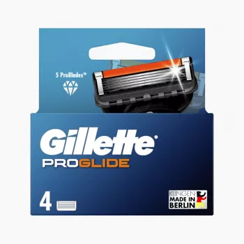 Gillette ProGlide Men's Razor Blade Refills, 4 Cartridges, 5 Anti-Friction Blades + Precision Trimmer, Lubrastrip, Compatible with Fusion5 Handles 8001090456366