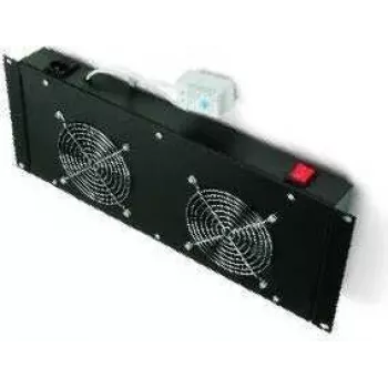 TRITON RAB-CH-X21-S 19-Inch 4U Rack Fan Unit with 2 Silence Fans, Horizontal Airflow, Thermostat, Black