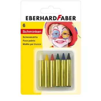 FABER-CASTELL EBERHARD FABER Face Paint Sticks, Short, 6 Colours, High Intensity, Dermatologically Tested, 1 Set (579106)