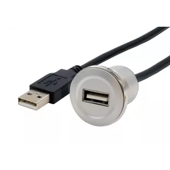 EXSYS EX-49181 Panel Mount USB 2.0 Extension Cable, USB-A Female to USB-A Male, 30 cm, Metal Plate