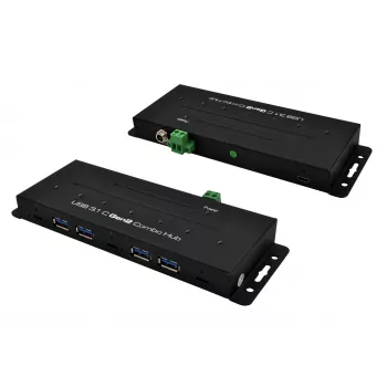 EXSYS EX-1247HMVS 7-Port USB 3.2 Gen 2 Industrial Hub with DIN-Rail Mount