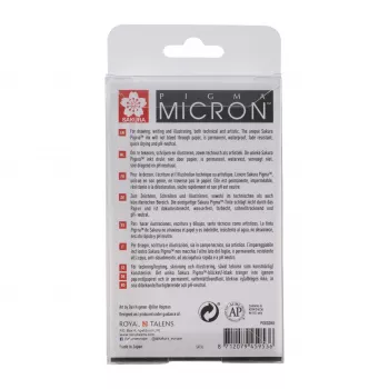 SAKURA Pigma Micron Fineliner Pen Set, 8-Piece, Black, Assorted Tip Sizes 0.15mm to Brush POXSDK8