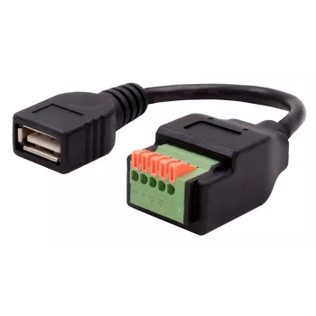 EXSYS EX-49128 USB-A Female to 5-Pin Terminal Block Adapter Cable with Push Button, USB 2.0, 15 cm