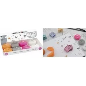 Faber-Castell Eberhard Faber Animal Plastic Eraser Display, 8 Assorted Animal Shapes for Graphite & Color Pencils 585419