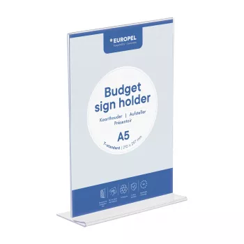 EUROPEL Budget Table Display Stand DIN A5, Double-Sided, Polystyrene, Transparent 351006