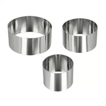 Metaltex Round Stainless Steel Cooking Rings, Set of 3, Silver, 45 mm Height 204536010