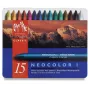 Caran d'Ache Neocolor I Wax Pastels, 15 Assorted Colours, Round, Paper Sleeve, Metal Tin 7000.315