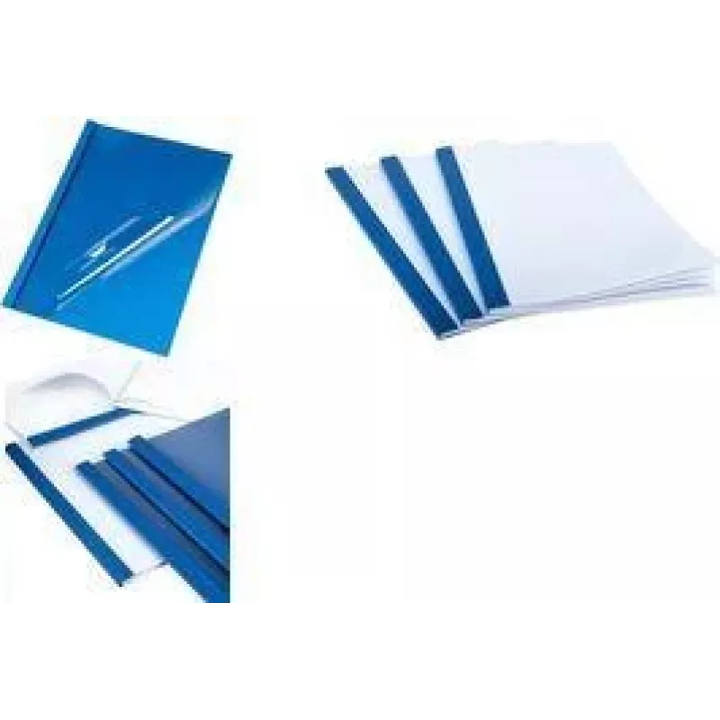 PAVO Thermal Binding Cover A4 1.5 mm Blue Leather Structure Cardboard Back Transparent Front - 1 Piece 8011568