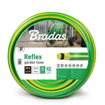 Bradas REFLEX Garden Hose, 1/2 inch, 50 m, 5-Layer with Polyester-TRICOT Reinforcement, Green/Yellow WFR1/250