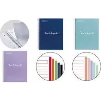 MIQUELRIUS College Block Notebook EMOTIONS, DIN A4, Marine, Squared, 120 Sheets, 90 gsm, Spiral Bound, Perforated, 4-Hole Punched MR46063
