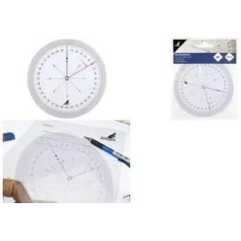 KANGARO K-4120100 Course Protractor, 126 mm, Transparent, 360° Graduation, 2 Rotating Discs