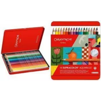 Caran d'Ache Supracolor Soft Special Edition Watercolor Pencils, Set of 18, Assorted Colours, Metal Tin 3888.418
