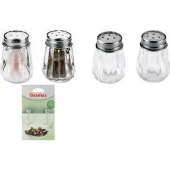 Metaltex Salt & Pepper Shaker Set, Glass / Stainless Steel, 2 Pieces, 30 mm x 45 mm 252905080