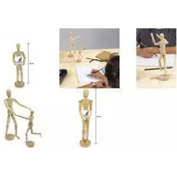 Kangaro Neutral Articulated Wooden Mannequin 200 mm, Boxwood, Fully Poseable for Drawing and Sketching K-830301