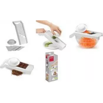 Metaltex Mandolino Universal Grater with 4 Stainless Steel Inserts, Silver/White 194575080