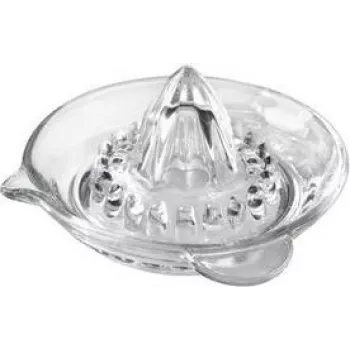 Metaltex 242080000 Glass Citrus Juicer, Transparent, 130 mm Diameter, Manual, with Side Handle and Pouring Spout