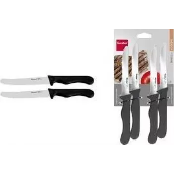 Metaltex Basic Snack Knife Set, 4-Piece, Black Handle, Stainless Steel 259823001