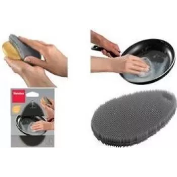 Metaltex Silicone Cleaning Sponge, Oval, Grey, Flexible, 1 Piece 297615000