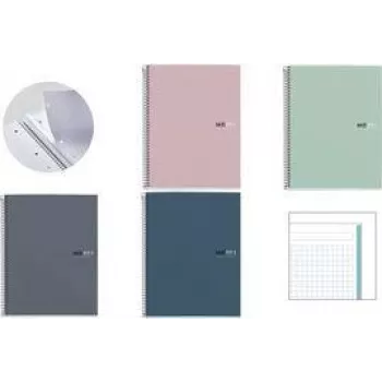MIQUELRIUS College Block Notebook THE ORIGINAL, DIN A4, Sand Squared, 80 Sheets, 90 g/m², Spiral Bound MR46578