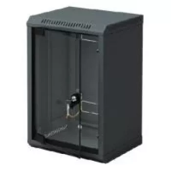 Triton 10 inch Wall-Mount Cabinet 6U 300mm Deep, Glass Door, Black RAL 9005 RBA-06-AS3-BAX-C1