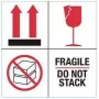 RILLPRINT 76930 FRAGILE / DO NOT STACK Warning Labels, Permanent Adhesive, Paper, White/Red/Black, 100 x 50 mm, 500 Labels per Roll