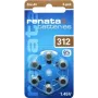 Renata ZA312 Zinc-Air Hearing Aid Battery PR41 165 mAh 1.4 V 6-Pack ZA312.DP6 0HG