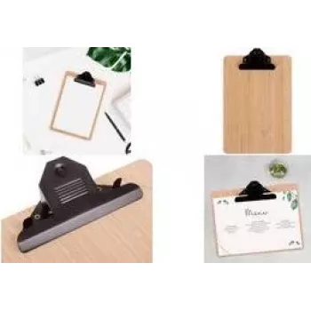 EUROPEL Menu Clipboard, DIN A4, Landscape, Bamboo, Black Clip, 1 Piece (197013)