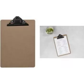 Europel A4 Menu Clipboard, Natural MDF, Metal Clip, Rounded Corners, 1 Piece (197001)