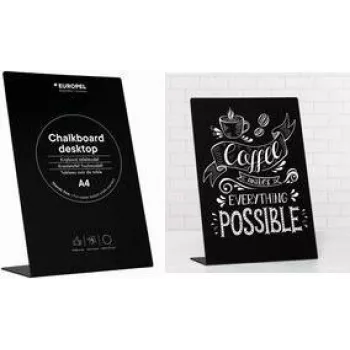 EUROPEL L-Standard Tabletop Display A6 Chalkboard Black 356287