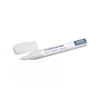 EUROPEL Chalk Marker 6 mm, White, Round/Chisel Tip, Blister Pack (1 Piece) 356505