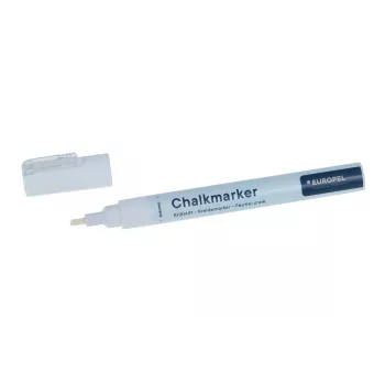 EUROPEL Chalk Marker 3 mm, White, Round or Chisel Tip, Blister Pack (1 pc) 356508
