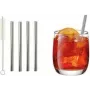Metaltex Stainless Steel Drinking Straws, Straight, 125 mm, Silver, 4-Piece Set with Cleaning Brush 253182000
