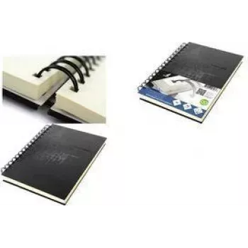 KANGARO Design Spiral Sketchbook A4, 80 Sheets, 140gsm Cream White Acid-Free Paper, Black Hardcover K-5576