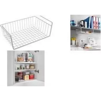 Metaltex Babatex Under-Shelf Storage Basket, Plastic-Coated Metal, White, 400 mm Wide, 1 Piece 363840014