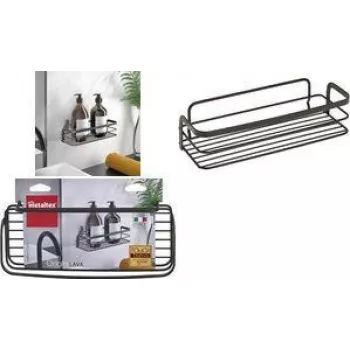 Metaltex Origin LAVA 1-Tier Wall Shelf, Touch-Therm Coated Metal, Black 401104000
