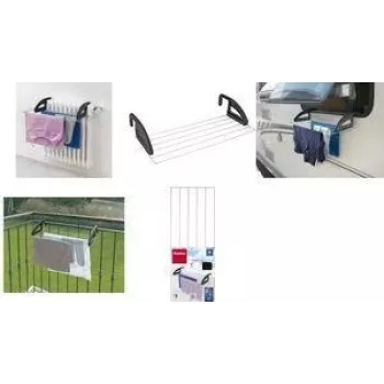 Metaltex Click Radiator & Balcony Clothes Drying Rack, Silver/Black, 3 m Drying Length, Foldable, Epoxy Coated Steel, 5 Rods 405810039