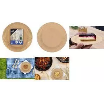 KANGARO K-157401 Round Cardboard Plate, 190 mm, Brown, 1 Piece