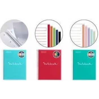 MIQUELRIUS Collegeblock Notebook EMOTIONS, DIN A4, Turquoise Squared, 120 Sheets, 90 gsm White Paper, Spiral Bound, 4-Hole Punched, Micro-Perforated, 1 Piece (MR46073)
