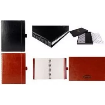 Multo Hannibal A5 Spiral Notebook, Blank, Cognac Synthetic Leather, 160 Pages MU-203004