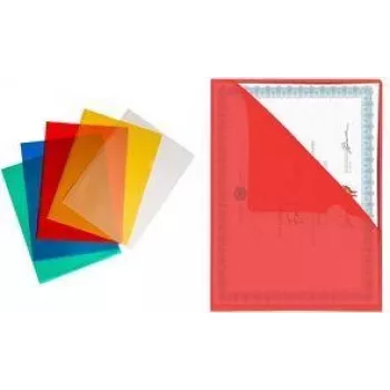 PAVO DIN A4 Document Display Sleeve, Polypropylene, 0.12 mm, Grained, Open Top and Right, Thumb Cut-out, Coloured, 1 Piece 8020645