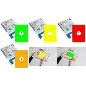 RILLPRINT B84120 Fluorescent Yellow Self-Adhesive Labels 105 x 74 mm for Inkjet, Laser, Color Laser Printers (1 Sheet)